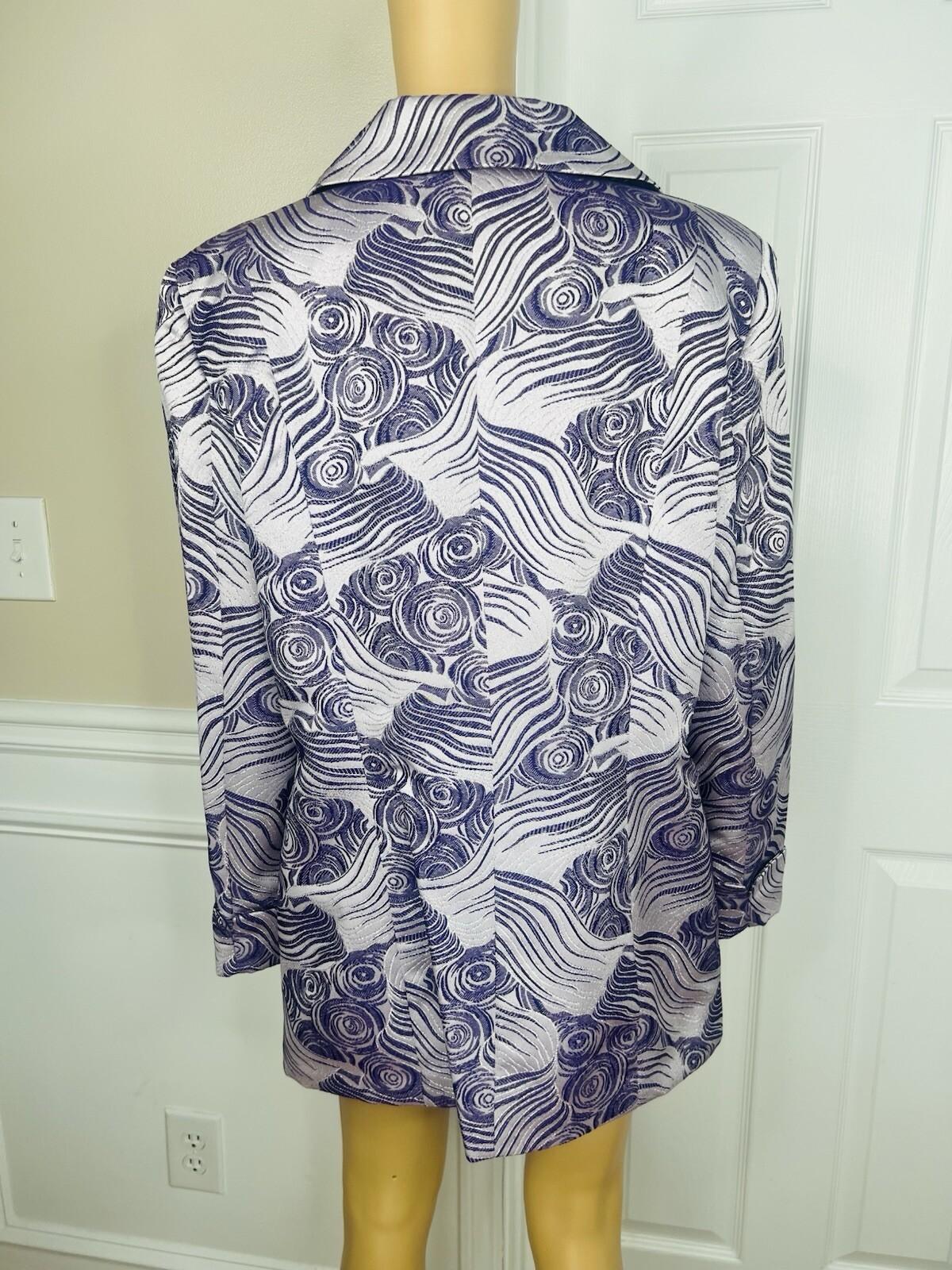 St Anthony Polyester Metallic Blazer Size 16W Purple Silver Shawl Collar New