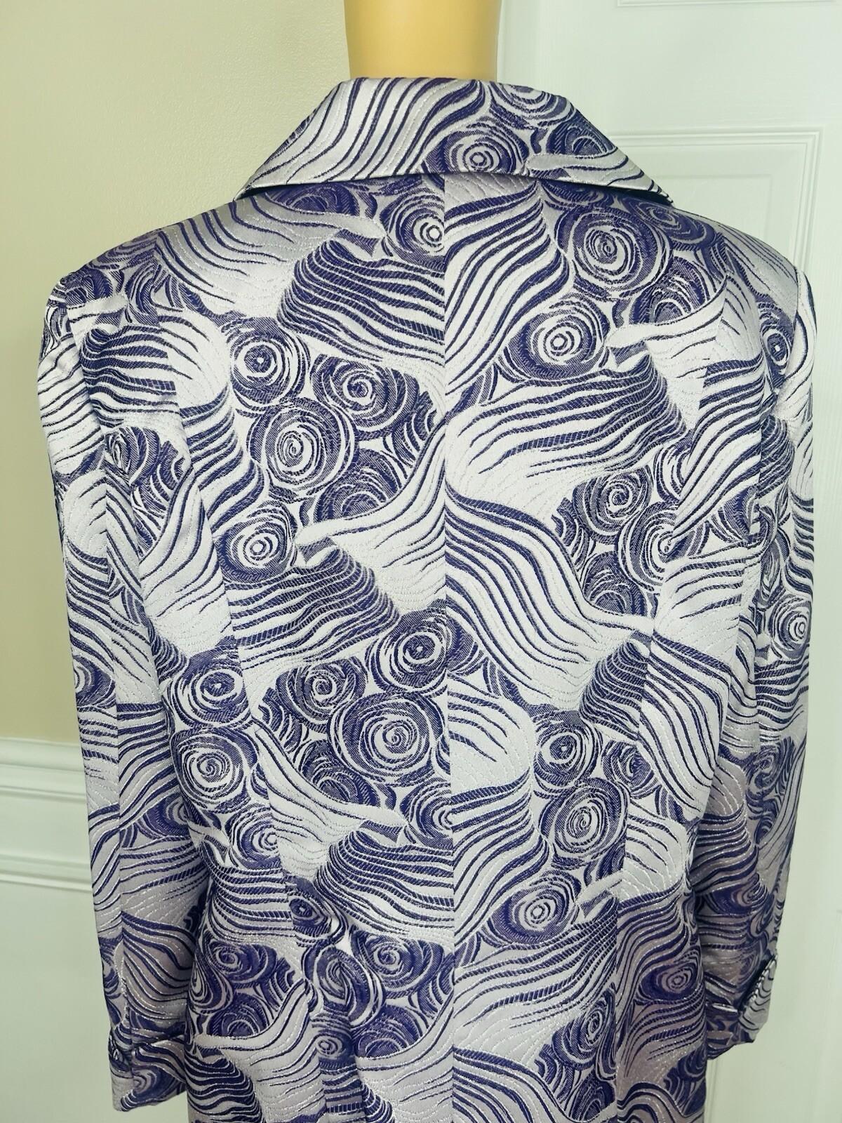 St Anthony Polyester Metallic Blazer Size 16W Purple Silver Shawl Collar New