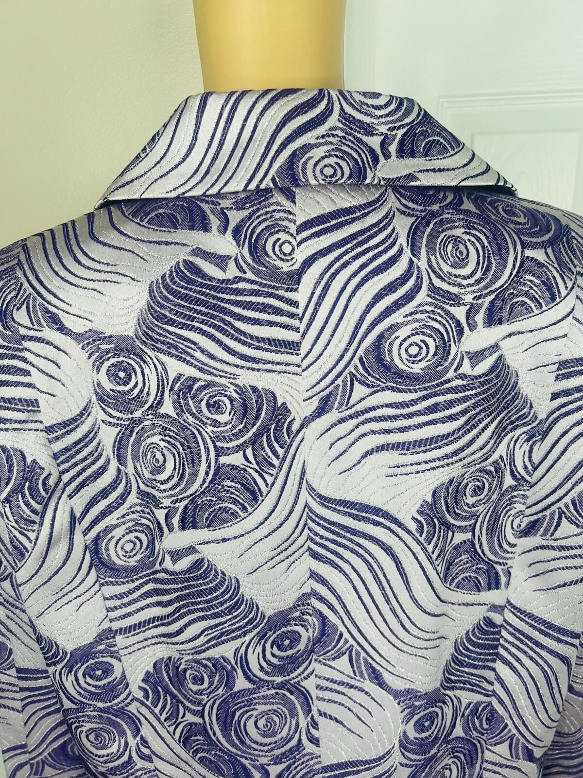 St Anthony Polyester Metallic Blazer Size 16W Purple Silver Shawl Collar New