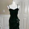 PANTAGIS Vintage Green Velour Strappy Tiered Whimsigoth  Stretch Dress Size 14W