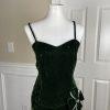 PANTAGIS Vintage Green Velour Strappy Tiered Whimsigoth  Stretch Dress Size 14W