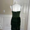PANTAGIS Vintage Green Velour Strappy Tiered Whimsigoth  Stretch Dress Size 14W
