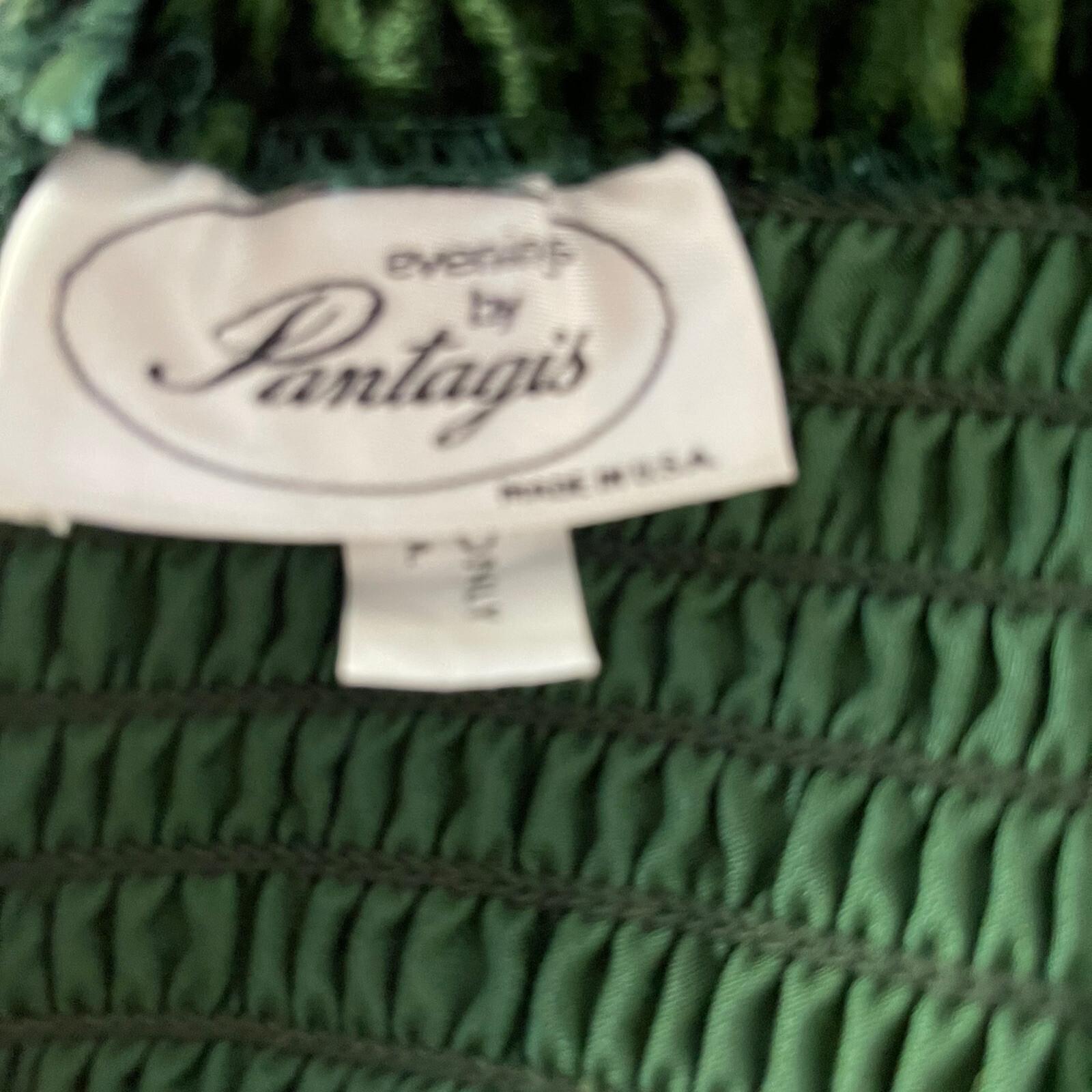 PANTAGIS Vintage Green Velour Strappy Tiered Whimsigoth  Stretch Dress Size 14W