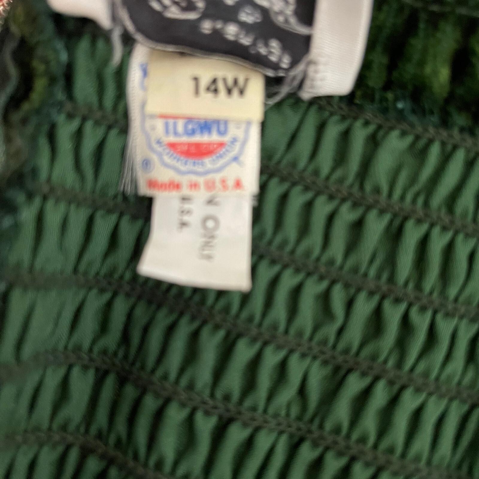 PANTAGIS Vintage Green Velour Strappy Tiered Whimsigoth  Stretch Dress Size 14W
