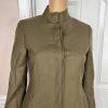 Anne Klein Wool Stretch Pant Suit Size 2 Green Lined Stand Up Collar Career 2PC