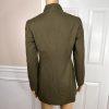 Anne Klein Wool Stretch Pant Suit Size 2 Green Lined Stand Up Collar Career 2PC