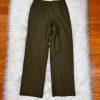 Anne Klein Wool Stretch Pant Suit Size 2 Green Lined Stand Up Collar Career 2PC