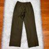 Anne Klein Wool Stretch Pant Suit Size 2 Green Lined Stand Up Collar Career 2PC