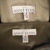 Anne Klein Wool Stretch Pant Suit Size 2 Green Lined Stand Up Collar Career 2PC