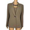 Kasper Polyester Blazer Top Size 10 Peanut Brown Lined Shawl Collar 2PC
