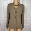 Kasper Polyester Blazer Top Size 10 Peanut Brown Lined Shawl Collar 2PC