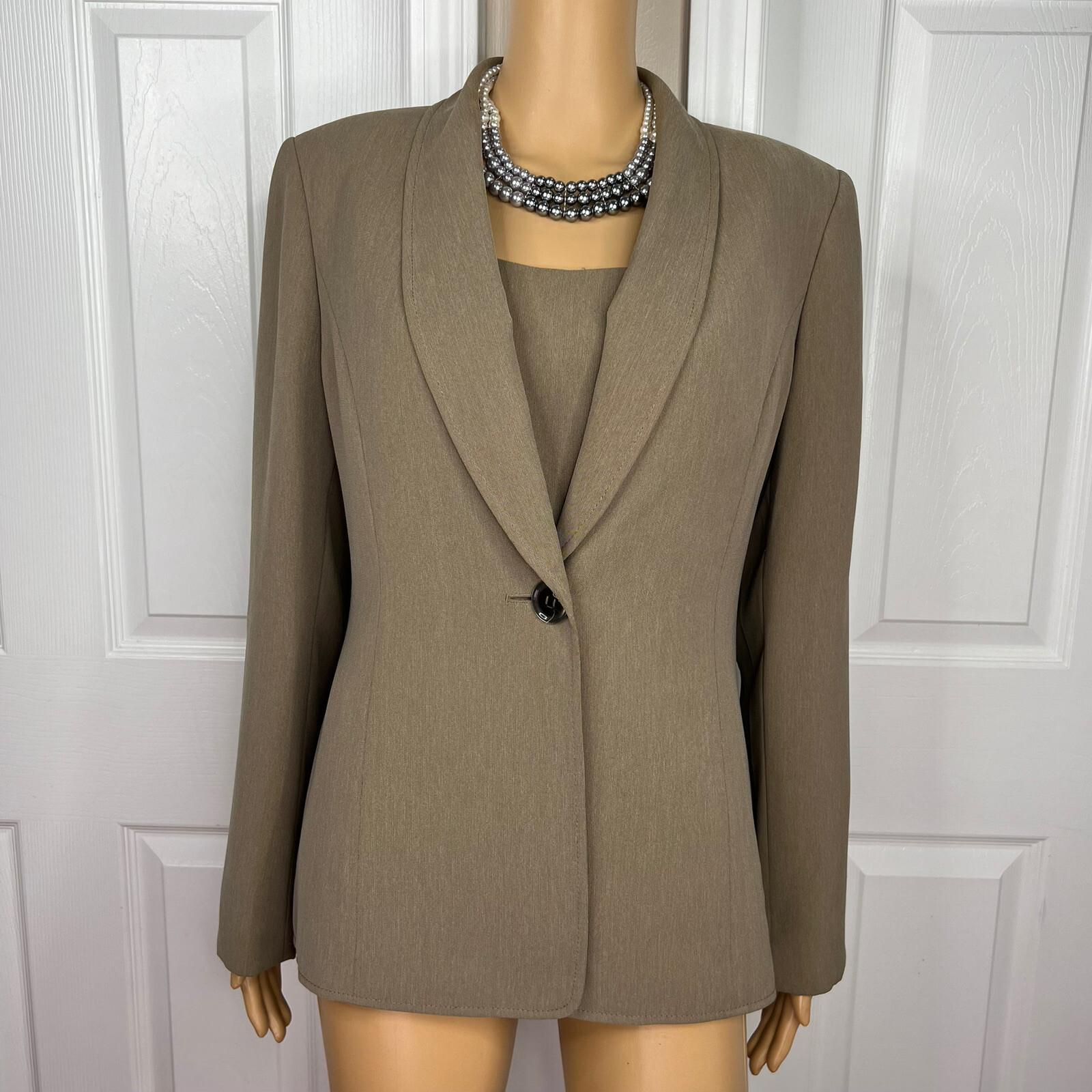 Kasper Polyester Blazer Top Size 10 Peanut Brown Lined Shawl Collar 2PC