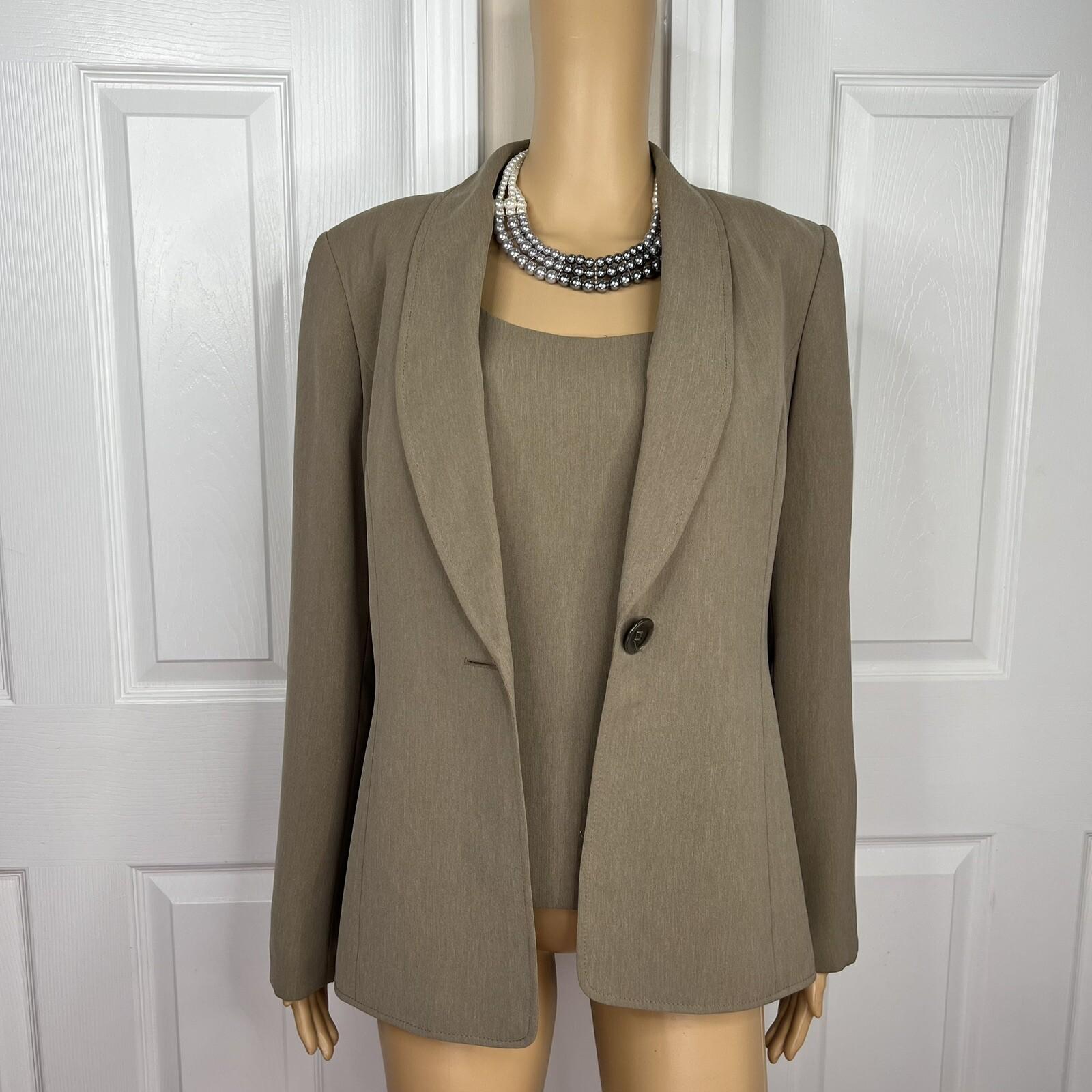 Kasper Polyester Blazer Top Size 10 Peanut Brown Lined Shawl Collar 2PC