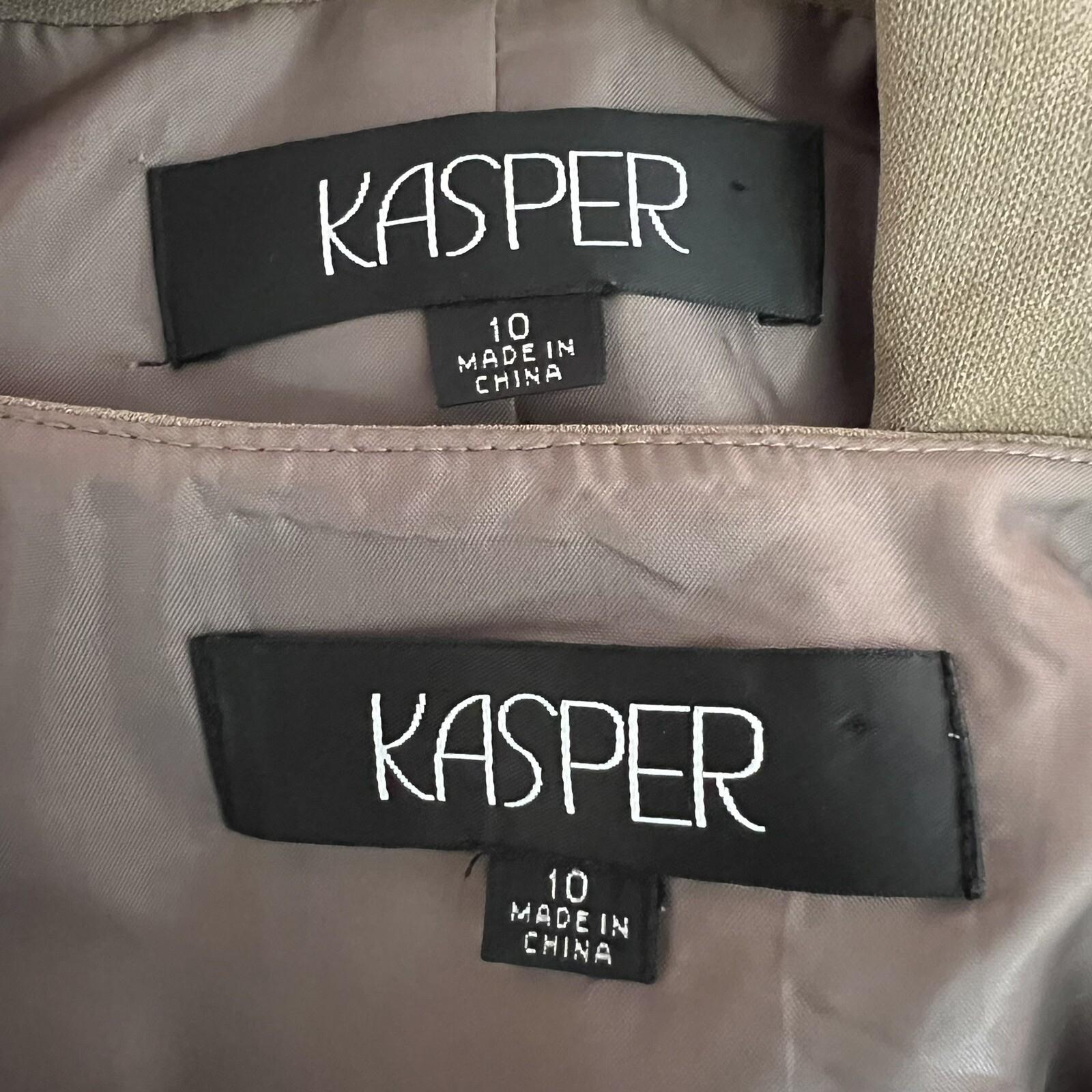Kasper Polyester Blazer Top Size 10 Peanut Brown Lined Shawl Collar 2PC