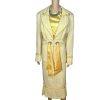 Ben Marc Int Polyester Rayon Skirt Suit Top 12 Yellow Gold Beaded Sequin 3PC