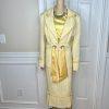 Ben Marc Int Polyester Rayon Skirt Suit Top 12 Yellow Gold Beaded Sequin 3PC