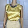 Ben Marc Int Polyester Rayon Skirt Suit Top 12 Yellow Gold Beaded Sequin 3PC