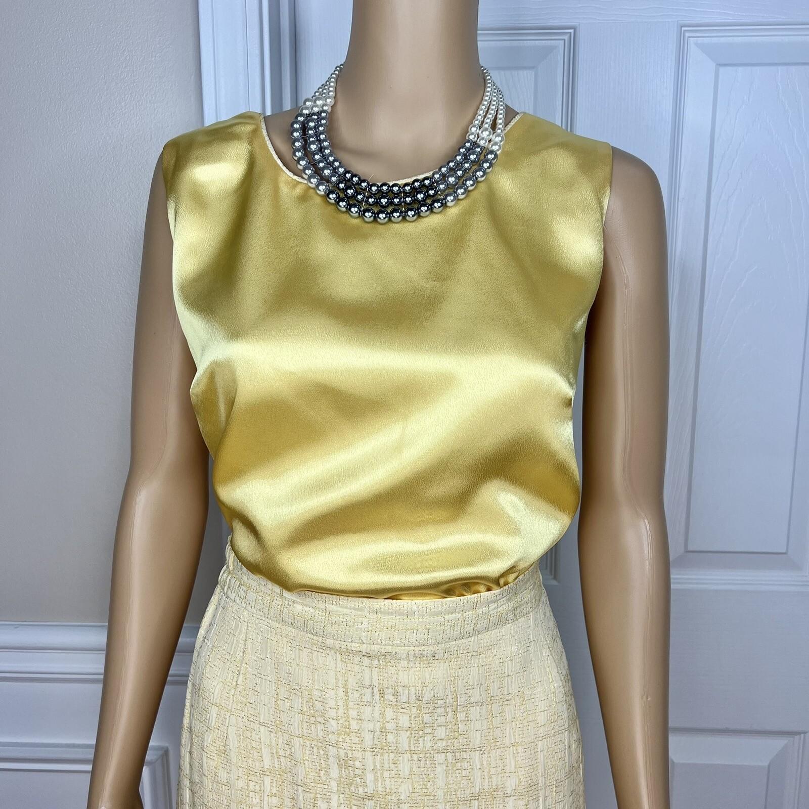 Ben Marc Int Polyester Rayon Skirt Suit Top 12 Yellow Gold Beaded Sequin 3PC