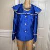 Tally Taylor Polyester Blazer Size 16 Royal Blue Beaded Shawl Ruffle Collar New