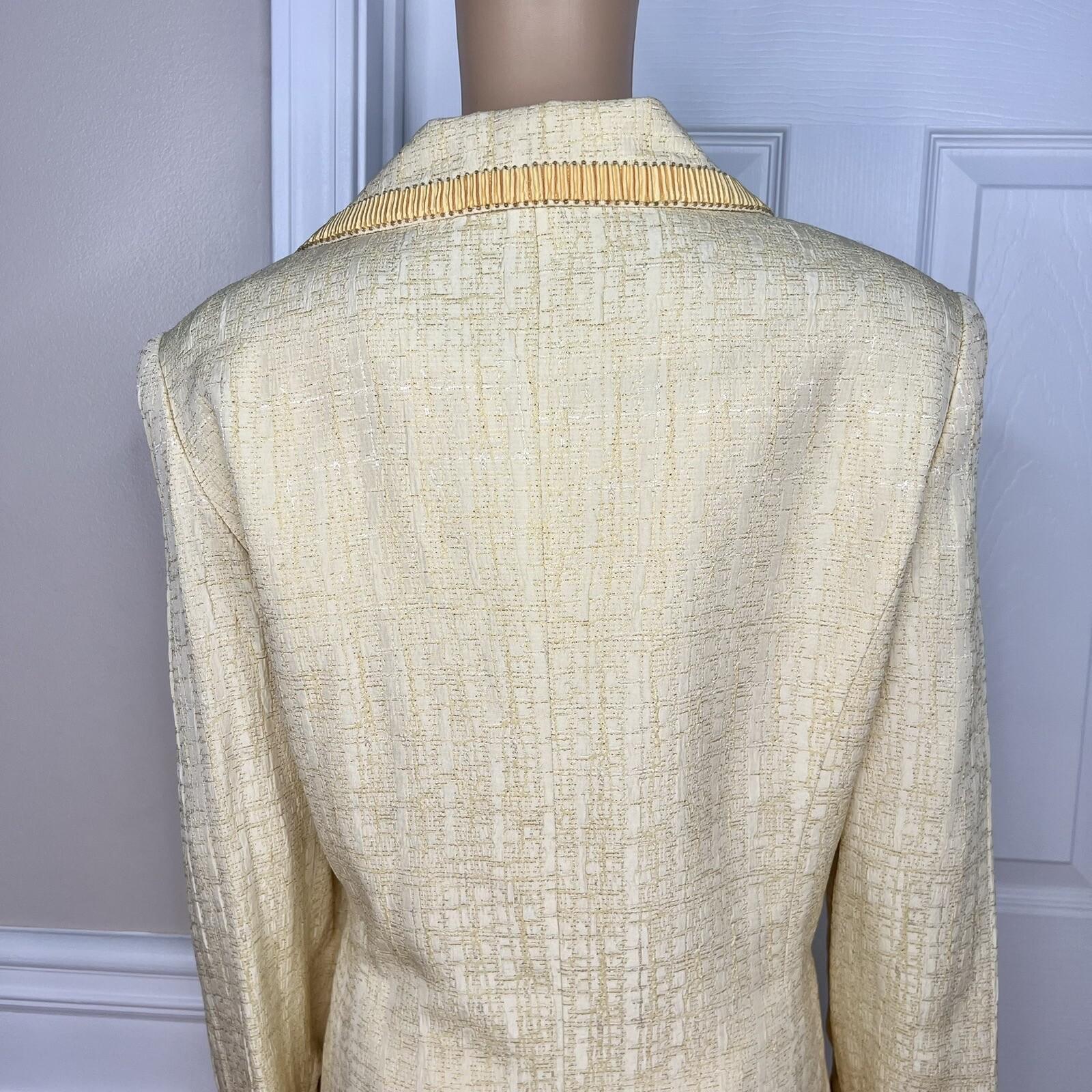 Ben Marc Int Polyester Rayon Skirt Suit Top 12 Yellow Gold Beaded Sequin 3PC