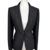 Nine West Polyester Blazer Jacket Size 6 Black Lined Shawl Collar Faux Pockets