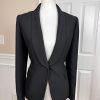Nine West Polyester Blazer Jacket Size 6 Black Lined Shawl Collar Faux Pockets