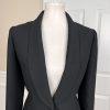 Nine West Polyester Blazer Jacket Size 6 Black Lined Shawl Collar Faux Pockets