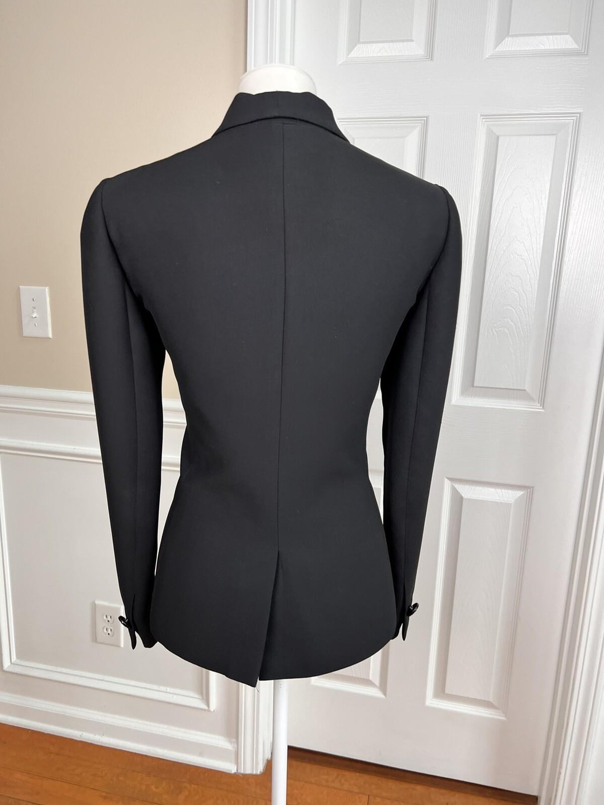 Nine West Polyester Blazer Jacket Size 6 Black Lined Shawl Collar Faux Pockets