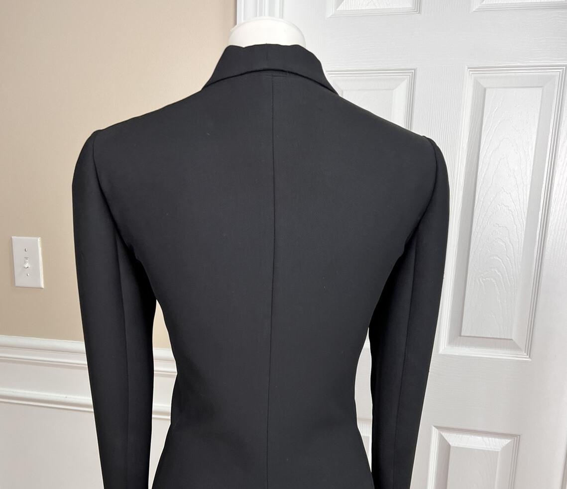Nine West Polyester Blazer Jacket Size 6 Black Lined Shawl Collar Faux Pockets