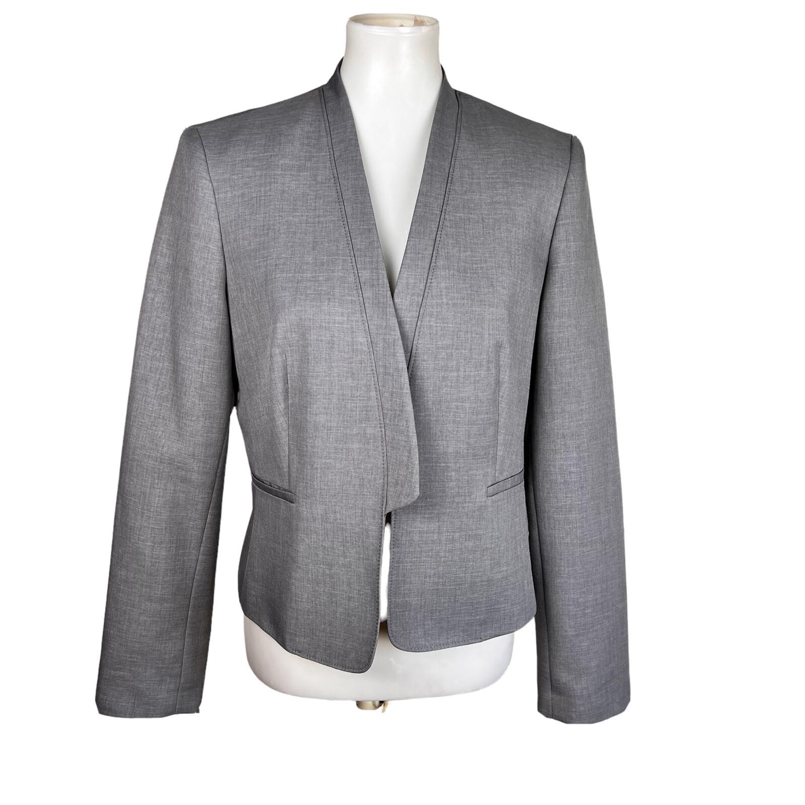 Nine and Co Polyester Blazer Suit Size 10 Gray  Lined Stand Up Collar Open Front