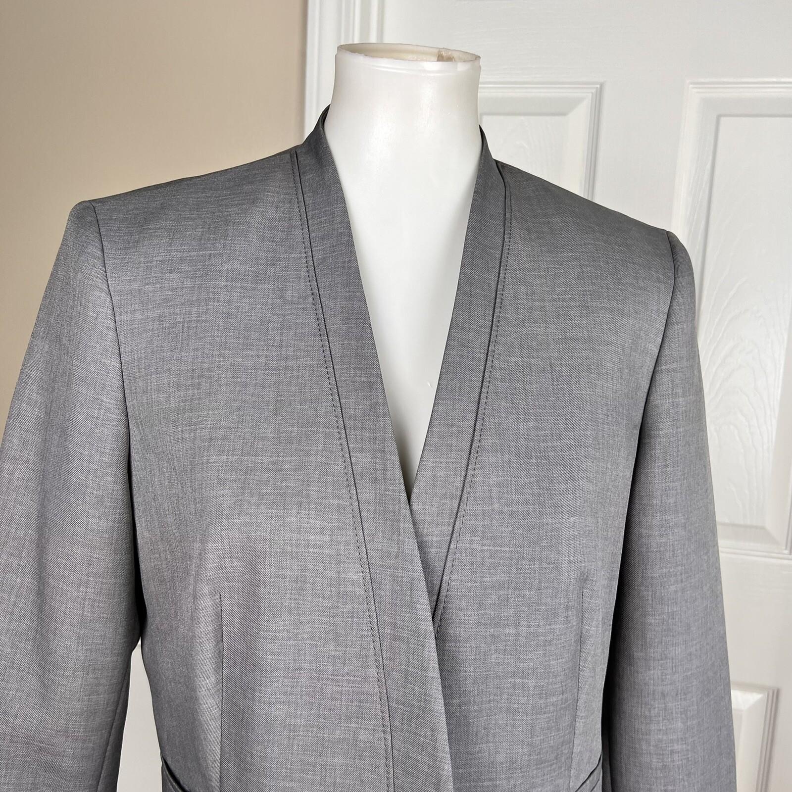 Nine and Co Polyester Blazer Suit Size 10 Gray  Lined Stand Up Collar Open Front