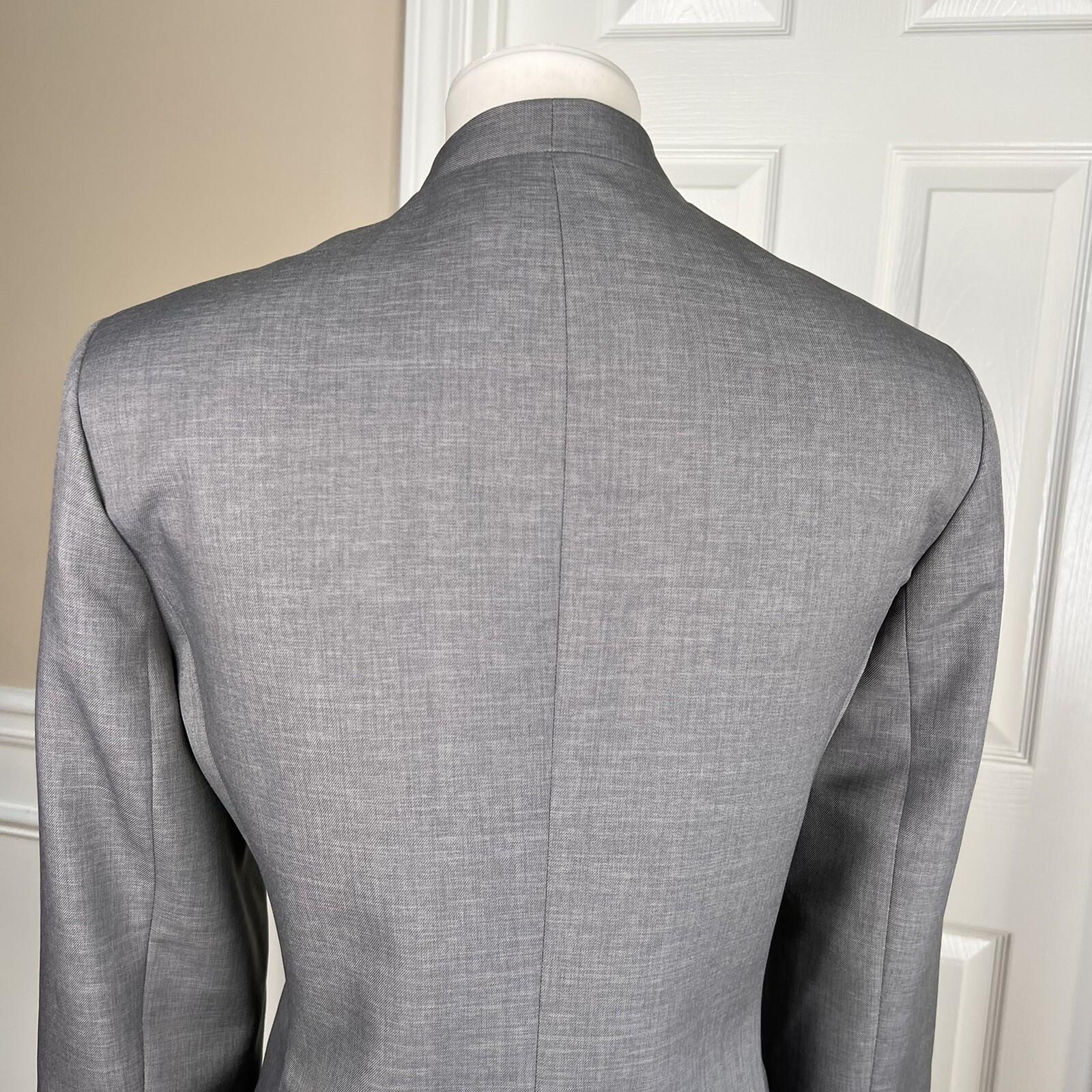 Nine and Co Polyester Blazer Suit Size 10 Gray  Lined Stand Up Collar Open Front