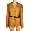 Tahari ASL Polyester Blazer Size 14 Honey Women Belted Lined Stand Up Collar