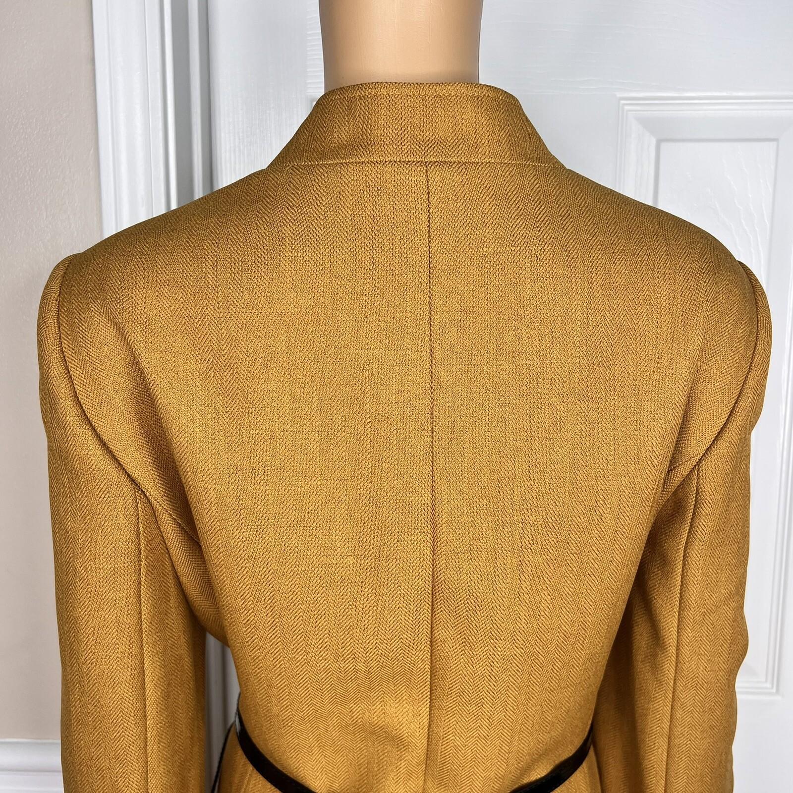 Tahari ASL Polyester Blazer Size 14 Honey Women Belted Lined Stand Up Collar