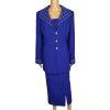 Clara Clara Polyester Skirt Suit Size 10 Purplish Blue Beaded Shawl Collar 2PC