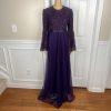 10-306.jpg Ayse Melek Tasarim Chiffon Lace Gown 44 Beaded Purple Bell Sleeve Empire Waist