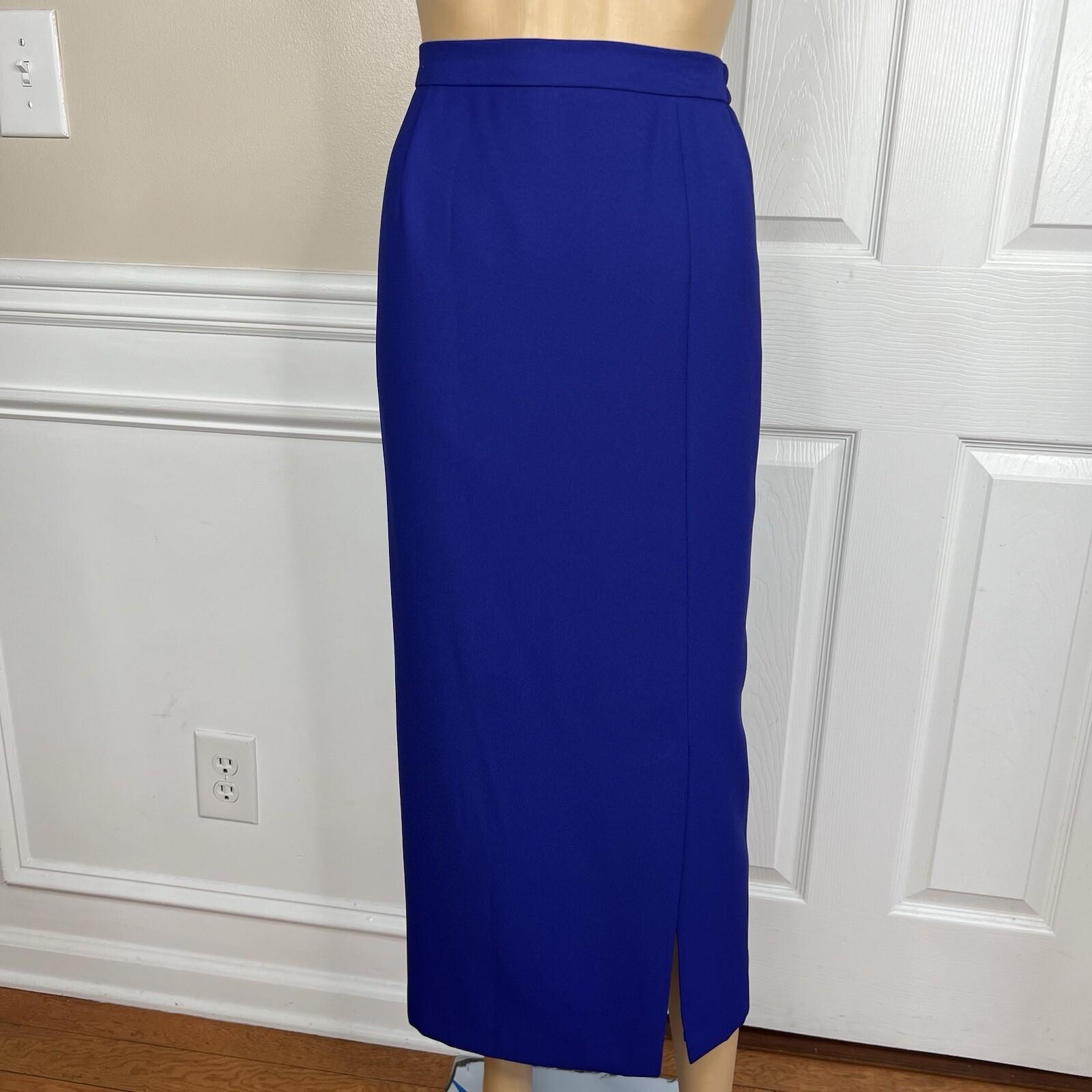Clara Clara Polyester Skirt Suit Size 10 Purplish Blue Beaded Shawl Collar 2PC