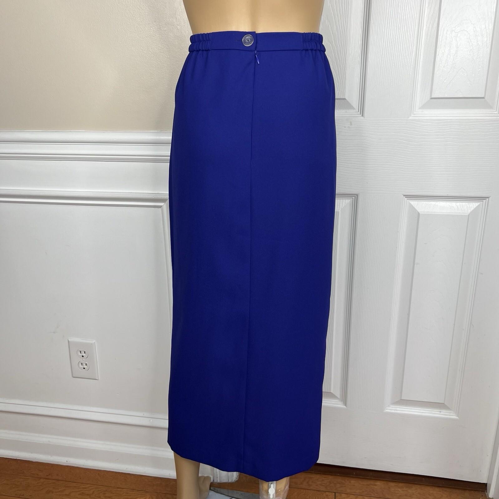 Clara Clara Polyester Skirt Suit Size 10 Purplish Blue Beaded Shawl Collar 2PC