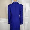 Clara Clara Polyester Skirt Suit Size 10 Purplish Blue Beaded Shawl Collar 2PC