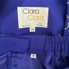 Clara Clara Polyester Skirt Suit Size 10 Purplish Blue Beaded Shawl Collar 2PC