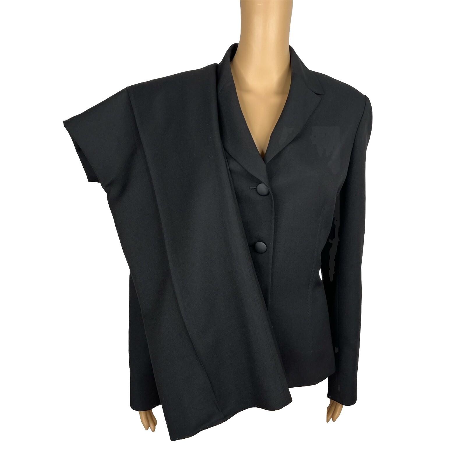Kasper Women Polyester Pant Suit Size 12 Black Lined Notch Collar 2PC