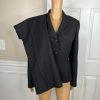 Kasper Women Polyester Pant Suit Size 12 Black Lined Notch Collar 2PC