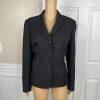 Kasper Women Polyester Pant Suit Size 12 Black Lined Notch Collar 2PC