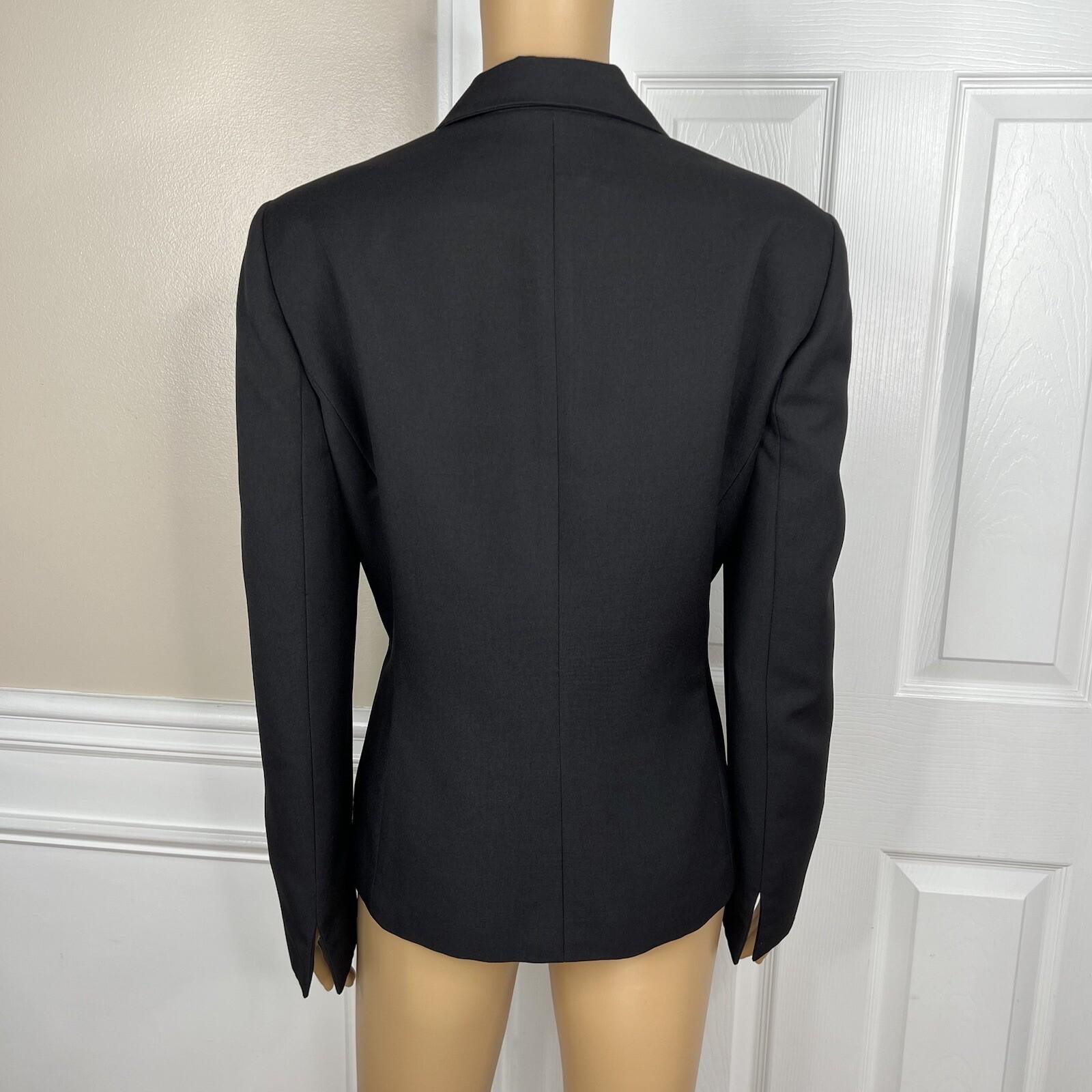 Kasper Women Polyester Pant Suit Size 12 Black Lined Notch Collar 2PC