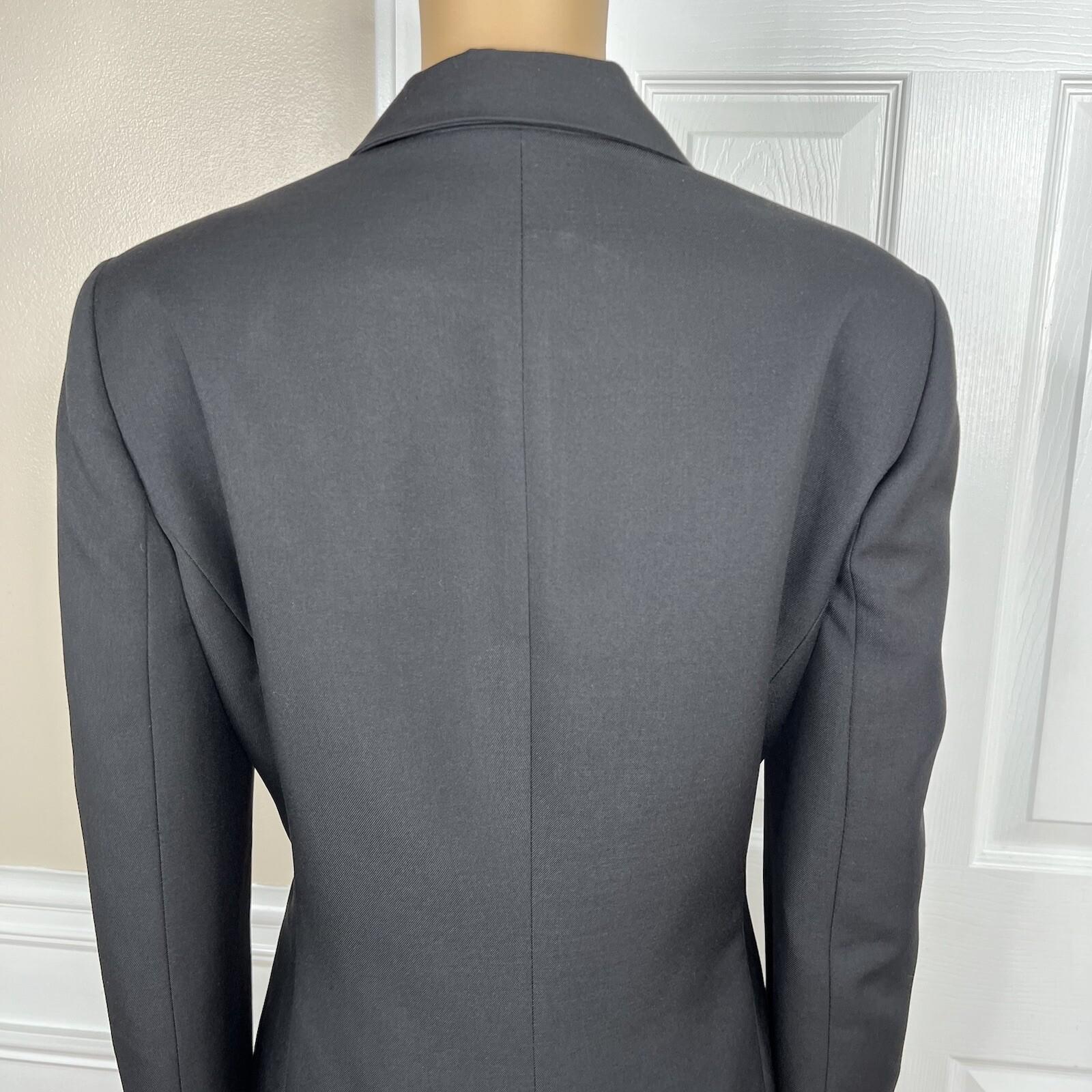 Kasper Women Polyester Pant Suit Size 12 Black Lined Notch Collar 2PC