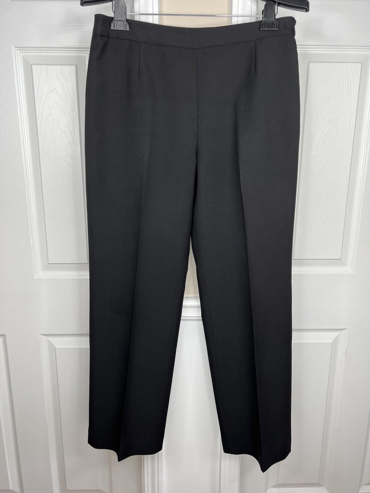 Kasper Women Polyester Pant Suit Size 12 Black Lined Notch Collar 2PC