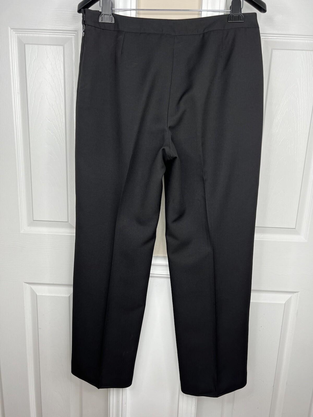 Kasper Women Polyester Pant Suit Size 12 Black Lined Notch Collar 2PC