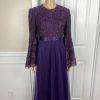 10-308.jpg Ayse Melek Tasarim Chiffon Lace Gown 44 Beaded Purple Bell Sleeve Empire Waist