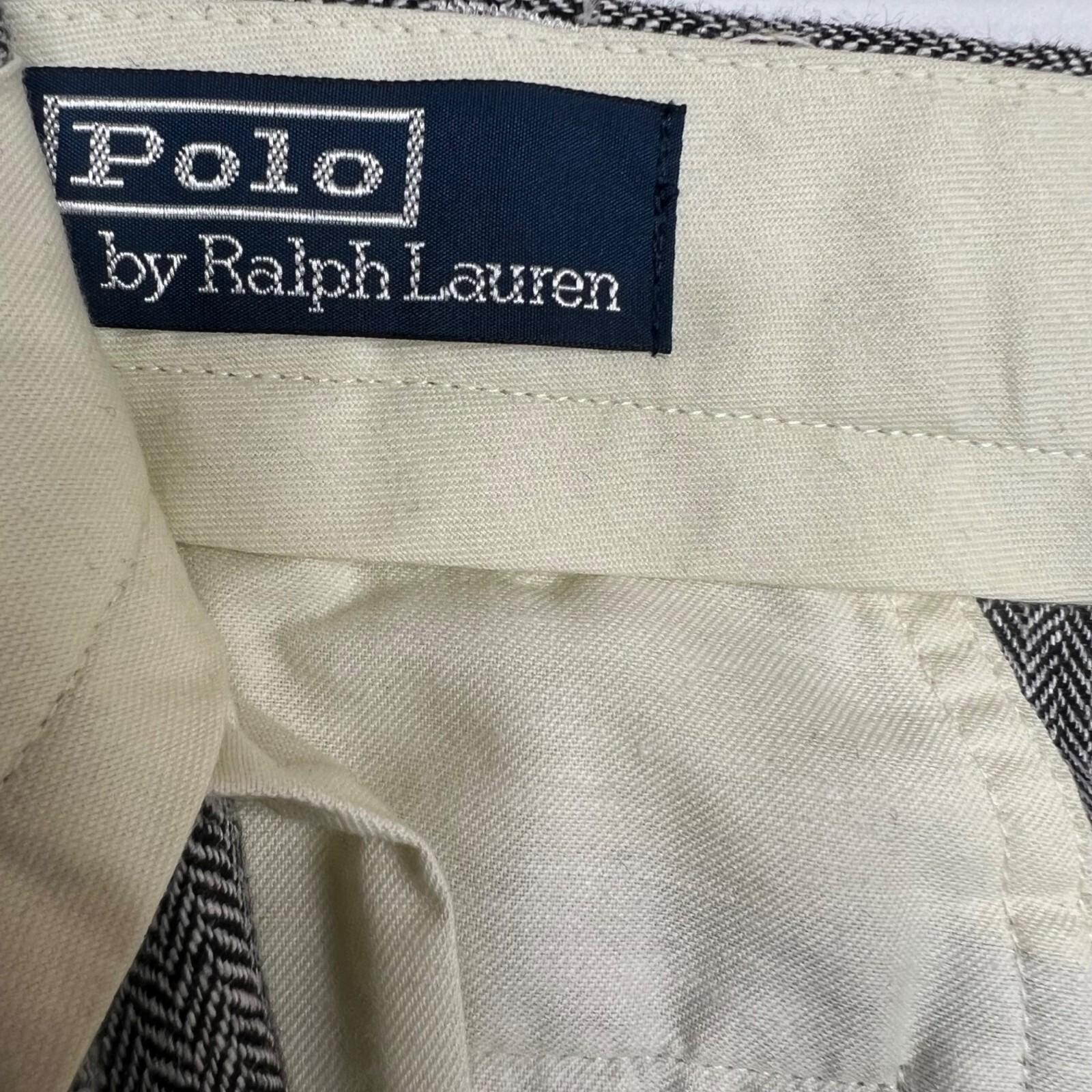 10-3085.jpg VTG Polo Ralph Lauren Men Linen Blend Pants 38x34 Herringbone Pleated Cuff New