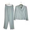LARRY LEVINE Vtg Double Breasted Pant Suit Size 12 Powder Blue Business Career